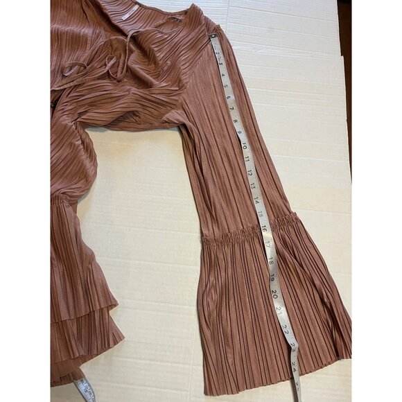 Free People "Cant Help It" Womens S Pullover Mini Dress -dusty pink Boho pleated - Picture 13 of 13